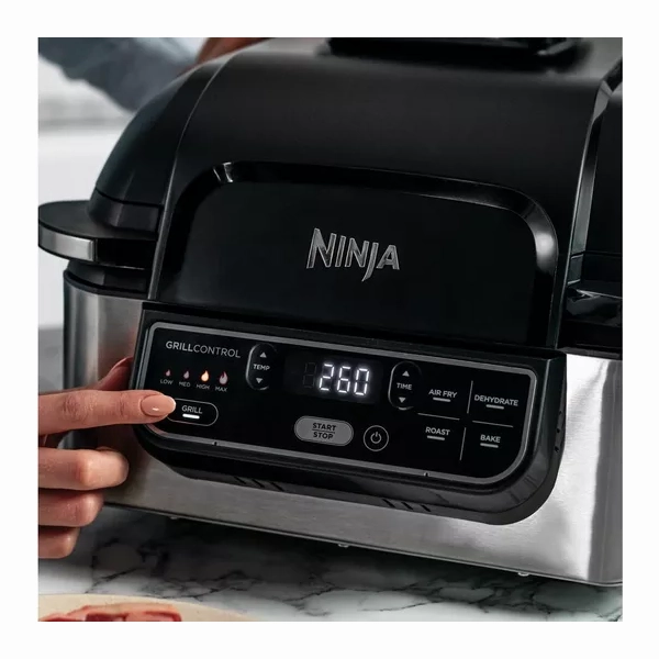 NINJA Foodi AG301UK 5-in-1 Health Grill & Air Fryer - Black & Brushed Steel