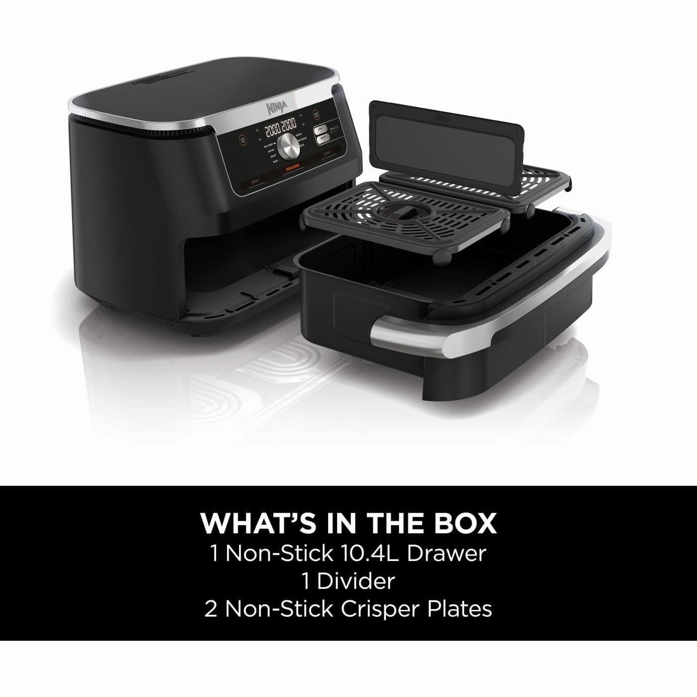 Ninja Foodi FlexDrawer AF500UK Air Fryer  7-in-1, Dual Zone, 10.4L, Non-Stick, Dishwasher Safe, Black