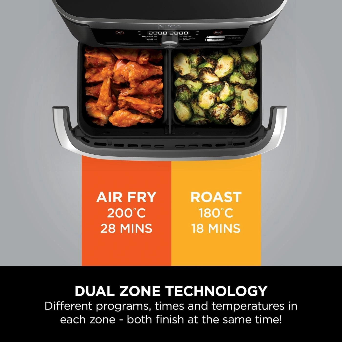 Ninja Foodi FlexDrawer AF500UK Air Fryer  7-in-1, Dual Zone, 10.4L, Non-Stick, Dishwasher Safe, Black