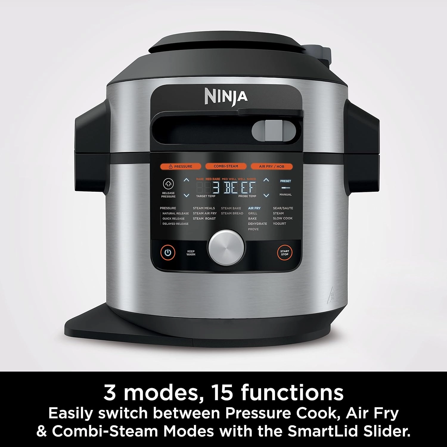 Ninja Foodi MAX 15-in-1 SmartLid Multi-Cooker 7.5L [OL750UK] Smart Cook System, Digital Cooking Probe, Electric Pressure Cooker, Air Fryer