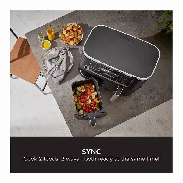 Ninja Foodi MAX Dual Zone Air Fryer [AF451UK] Smart Cook System, 9.5L, 2 Drawers, 6 Functions [Black]