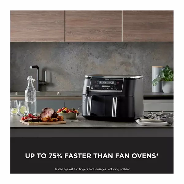 Ninja Foodi MAX Dual Zone Air Fryer [AF451UK] Smart Cook System, 9.5L, 2 Drawers, 6 Functions [Black]