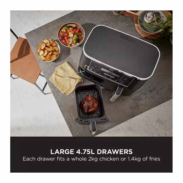 Ninja Foodi MAX Dual Zone Air Fryer [AF451UK] Smart Cook System, 9.5L, 2 Drawers, 6 Functions [Black]