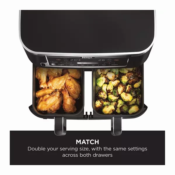 Ninja Foodi MAX Dual Zone Air Fryer [AF451UK] Smart Cook System, 9.5L, 2 Drawers, 6 Functions [Black]