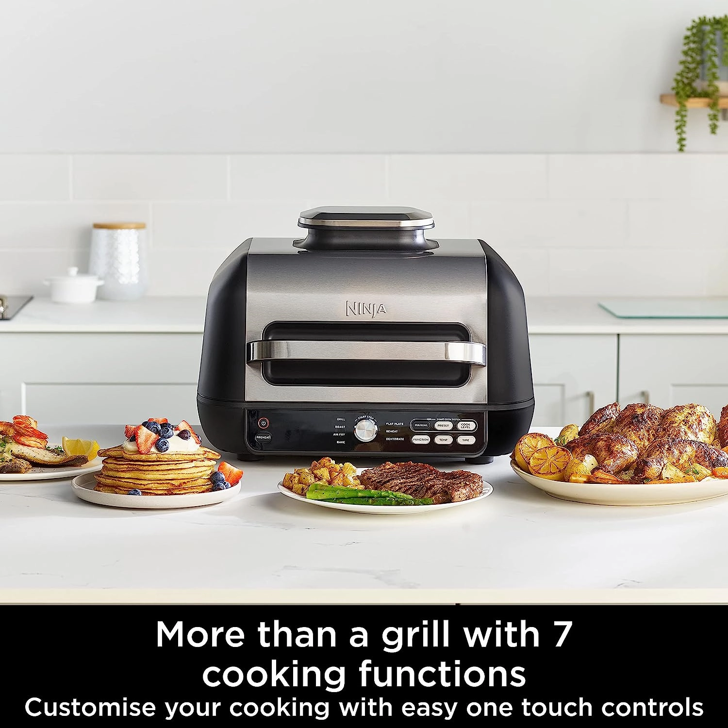 Ninja Foodi MAX PRO Health Grill, Flat Plate & Air Fryer [AG651UK] 7 Cooking Functions, 2 Grill Plates, 3.8L [Silver/Black]