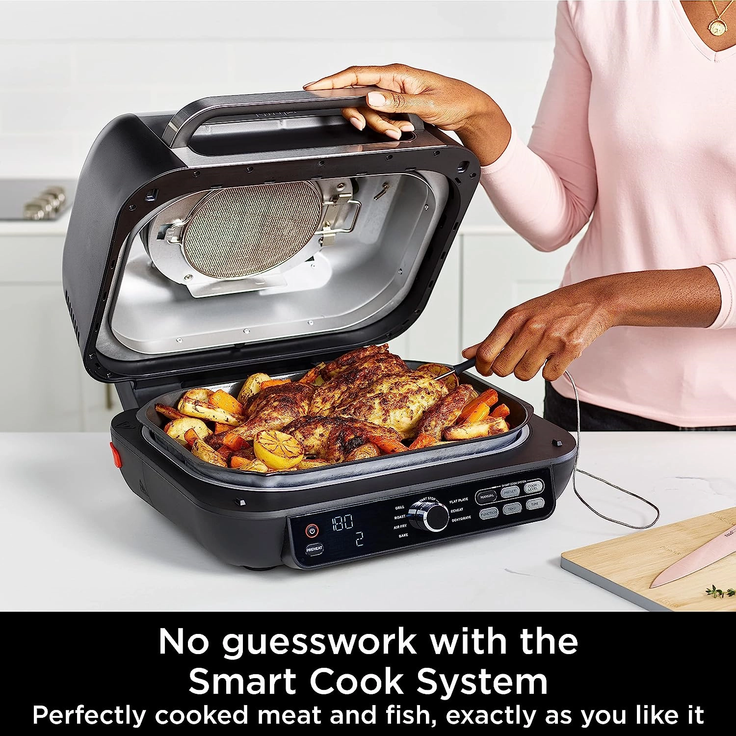 Ninja Foodi MAX PRO Health Grill, Flat Plate & Air Fryer [AG651UK] 7 Cooking Functions, 2 Grill Plates, 3.8L [Silver/Black]