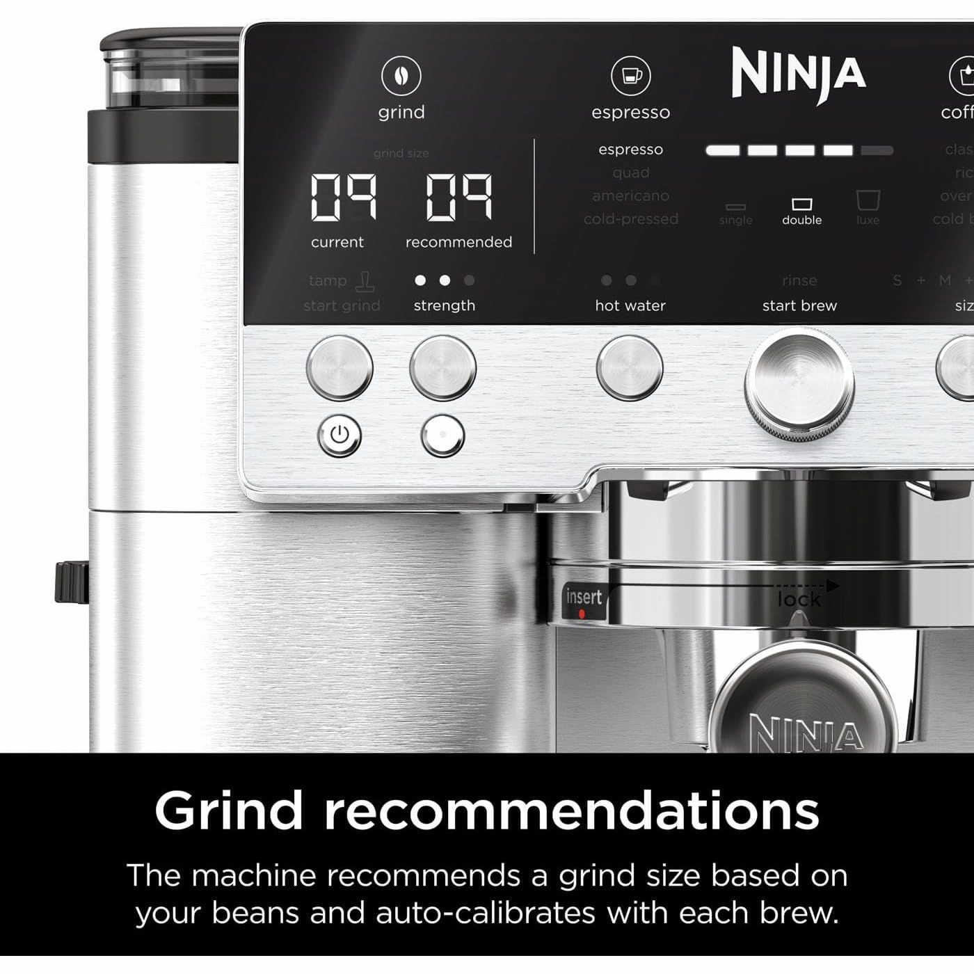 Ninja Luxe Premier 3-in-1 Coffee Machine  Latte, Cappuccino, Cold Brew & Espresso Maker, Built-In Bean Grinder, Milk Frother, 4 Automated Froth Presets  Silver (ES601UK)