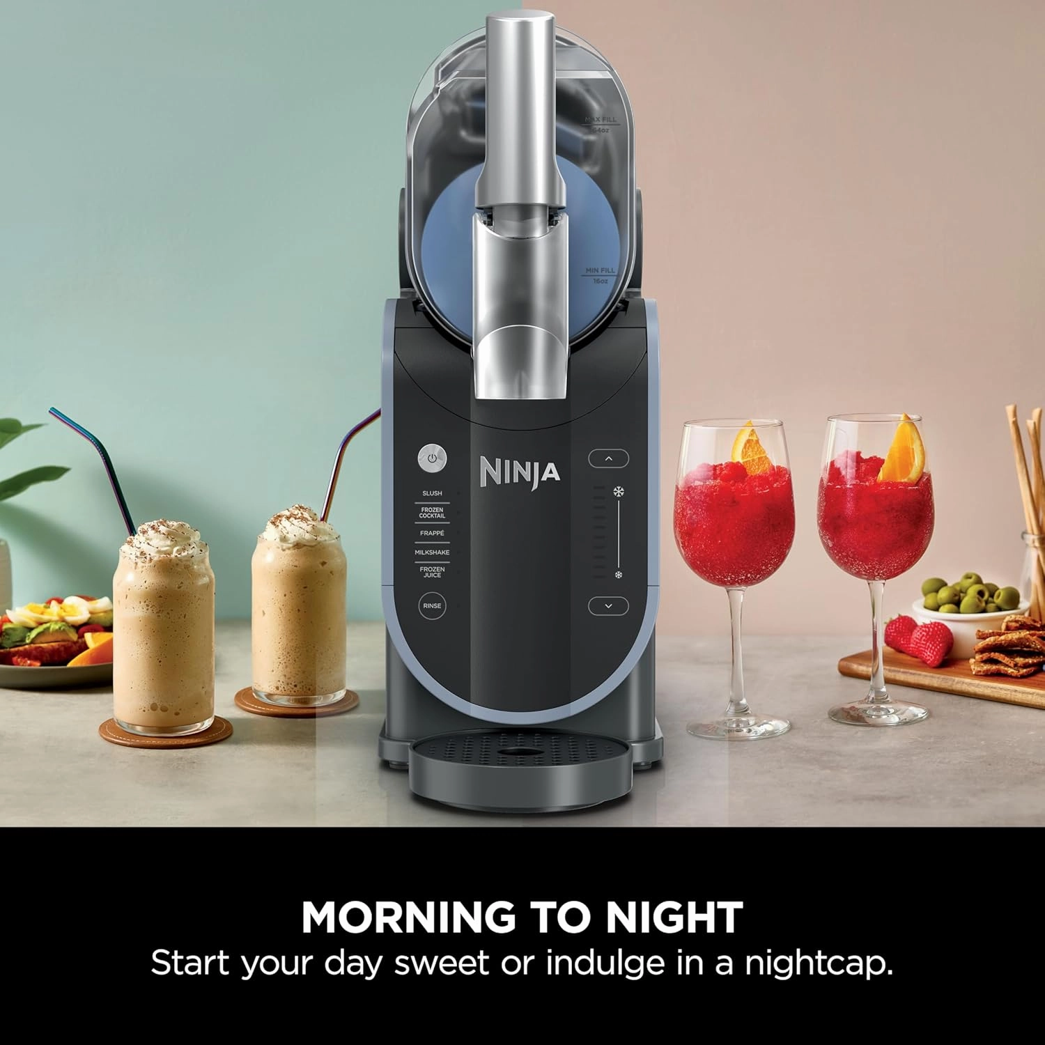 Ninja SLUSHi Frozen Drinks Maker, Create Slush, Cocktails, Milkshakes & More, WhisperChill Technology, 1.9L Capacity, Blue/Grey (FS301UK)
