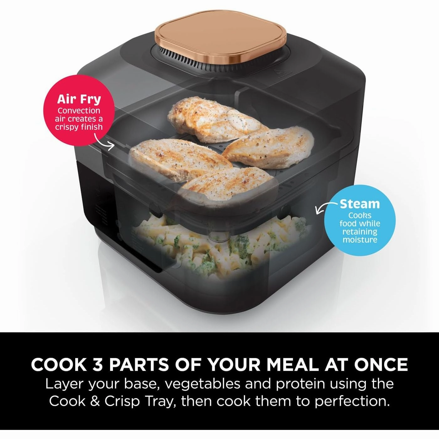 Ninja Speedi 10-in-1 Rapid Cooker & Air Fryer, 5.7L, Cooks 4 Portions in 15 Minutes, Copper Black (ON400UKCP)