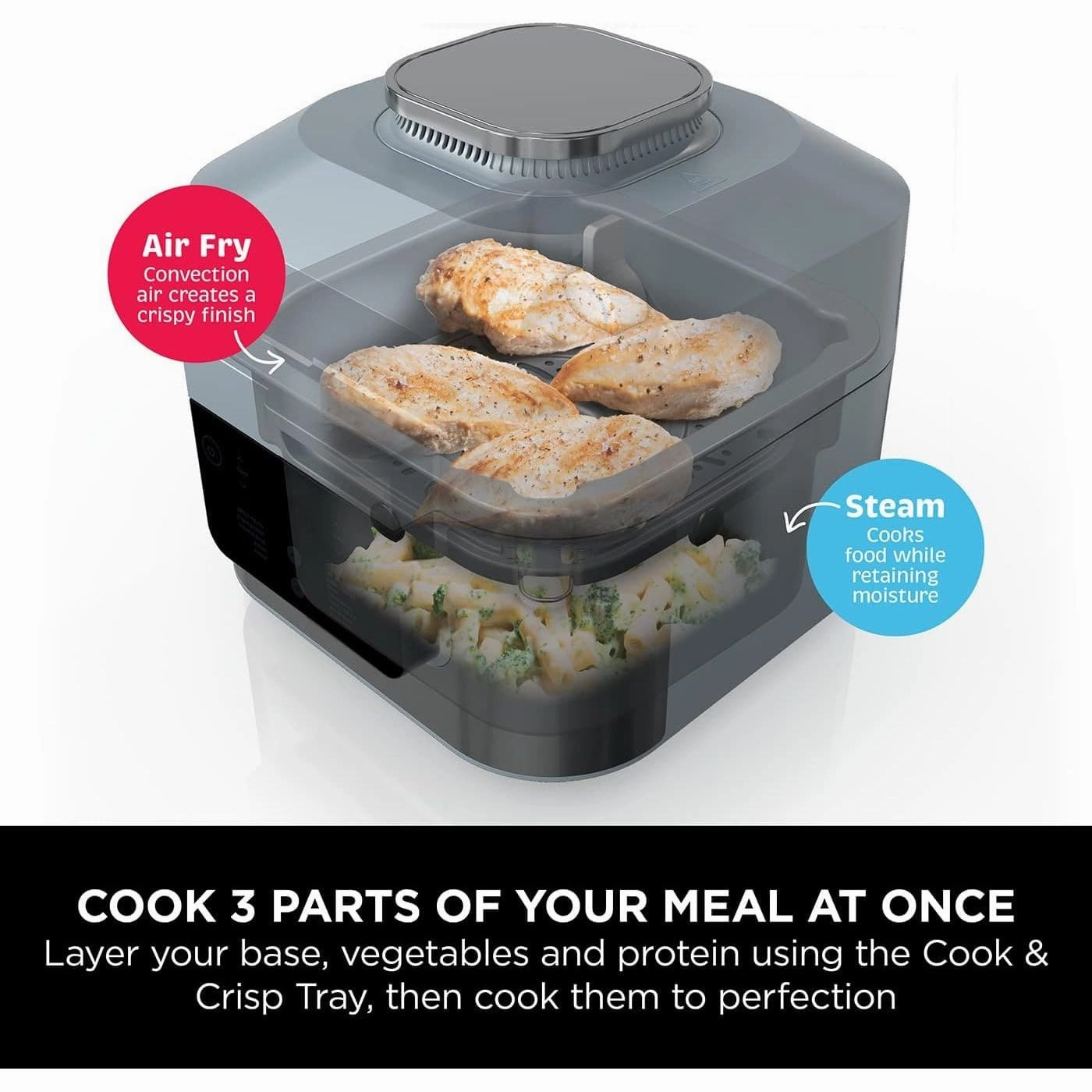 Ninja Speedi 10-in-1 Rapid Multi Cooker and Air Fryer, 5.7L, Meals for 4 in 15 Minutes, 10 Functions, Fry, Steam, Grill, Bake, Roast, Sear, Slow Cook & More, Gift for her / him, Grey, ON400UK