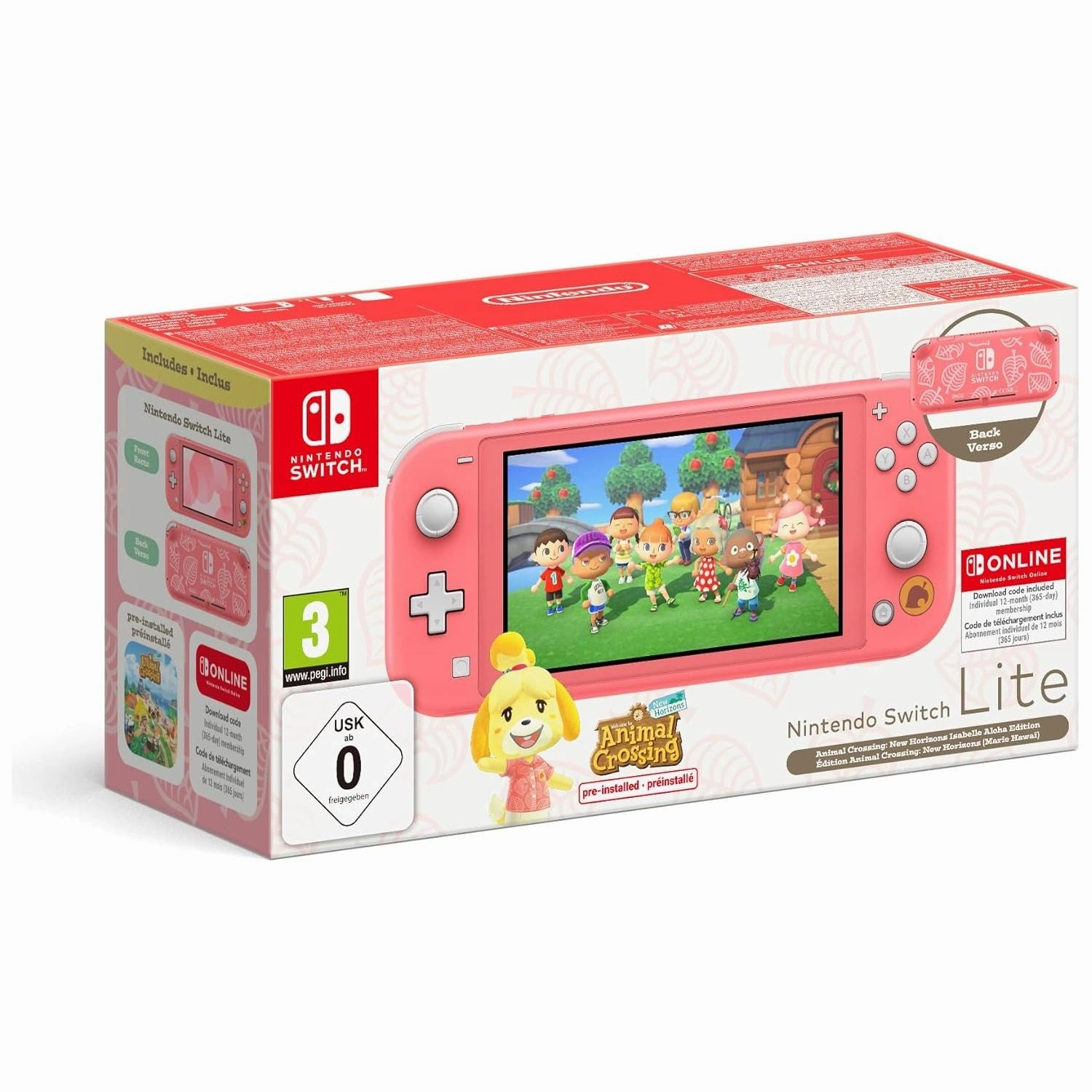 Nintendo Switch Lite Animal Crossing: New Horizons Isabelle Aloha Edition Coral
