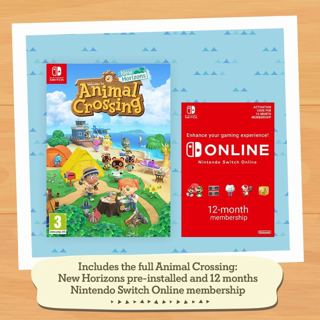 Nintendo Switch Lite Coral (Isabelle Aloha Edition)   Animal Crossing: New Horizons (Pre-Installed)   12-Month Nintendo Switch Online Subscription