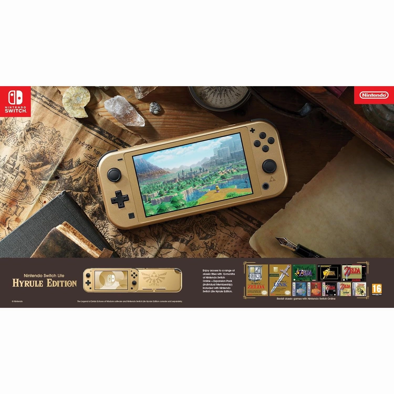 Nintendo Switch Lite: Hyrule Edition   12 Months Nintendo Switch Online