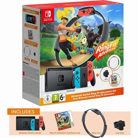 Nintendo Switch Neon Red/Blue with Ring Fit Adventure smartwatch accessories, apple watch bands, charging dock for smartwatch