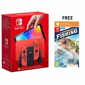 Nintendo Switch OLED Model Console - Mario Red Edition [Legendary Fishing Dowload Code Free] smartwatch accessories, apple watch bands, charging dock for smartwatch