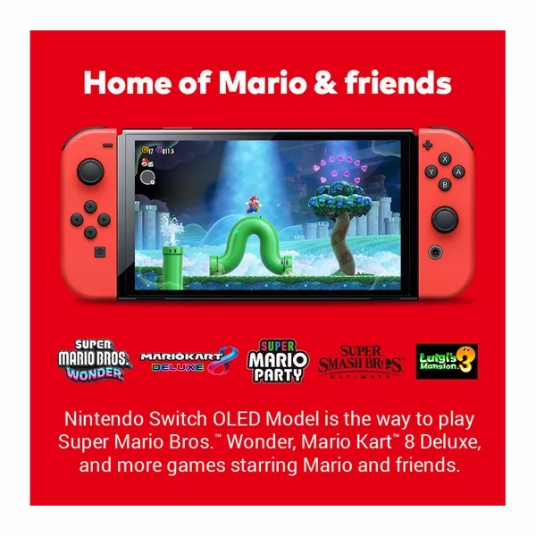 Nintendo Switch OLED Model Console - Mario Red Edition [Legendary Fishing Dowload Code Free]