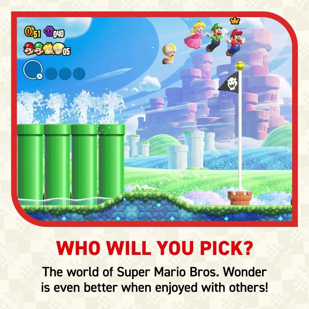 Nintendo Switch OLED Model (White) with Super Mario Bros. Wonder Pre-Installed   12-Month Switch Online Subscription Code