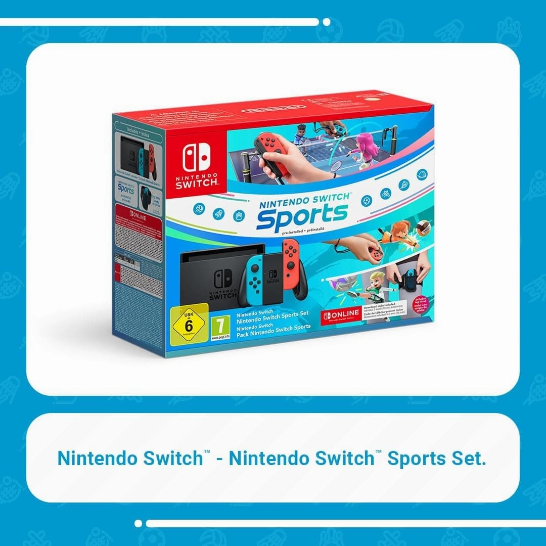 Nintendo Switch Sports Set - 32GB - Motion Sensors Controller - Pre Installed 7 Games