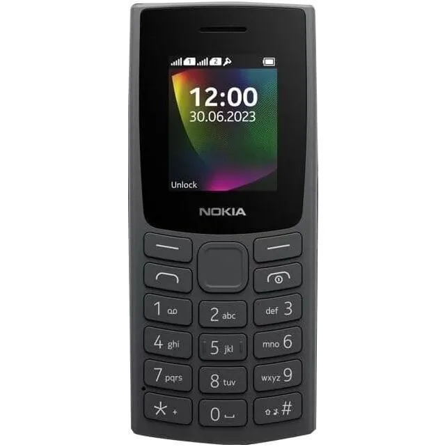 Nokia 106 (2023) 2G, Dual SIM, Charcoal, Unlocked, Basic Button Phone with Torch and Radio (TA-1564)
