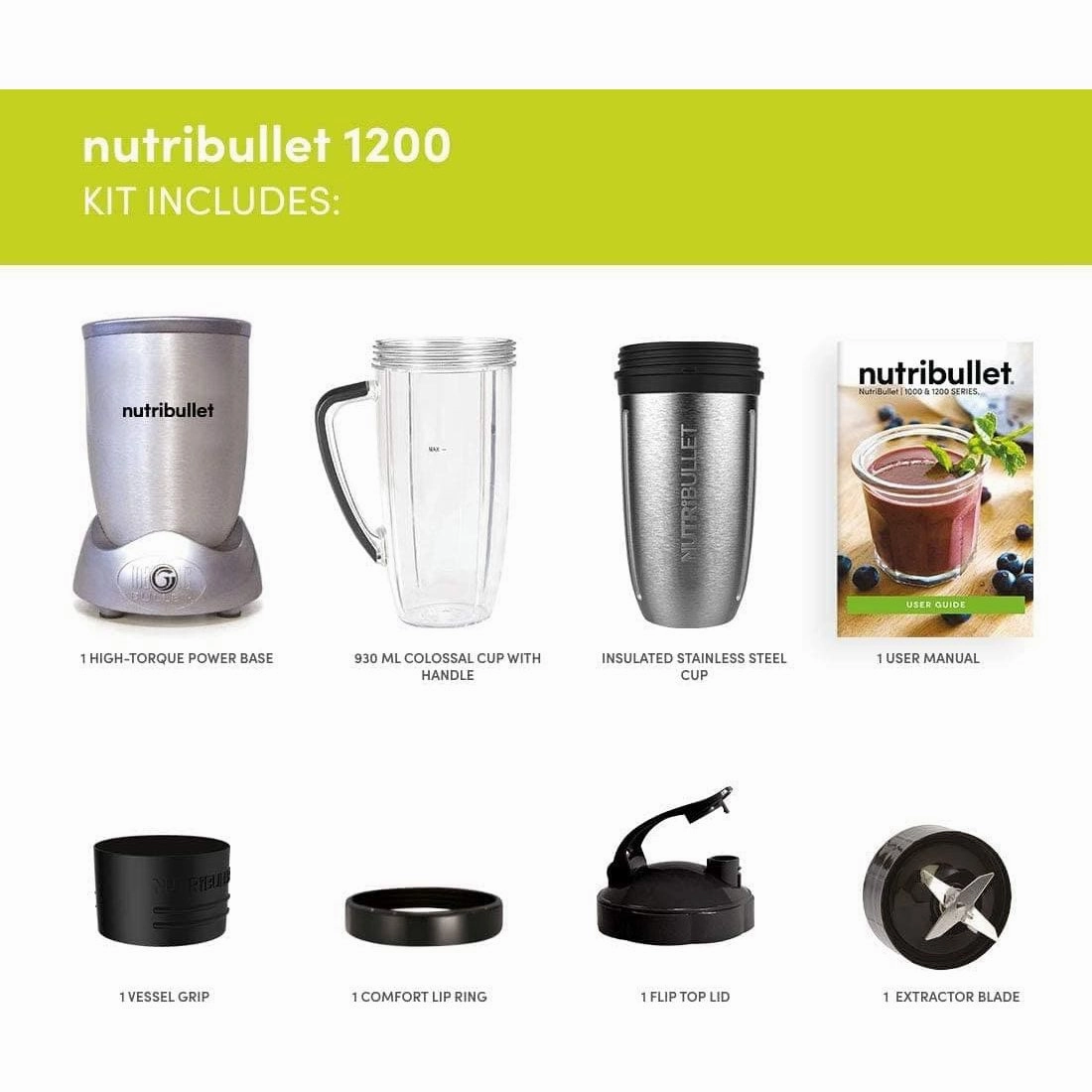 NutriBullet 01410 1200 Series Blender, Stainless Steel