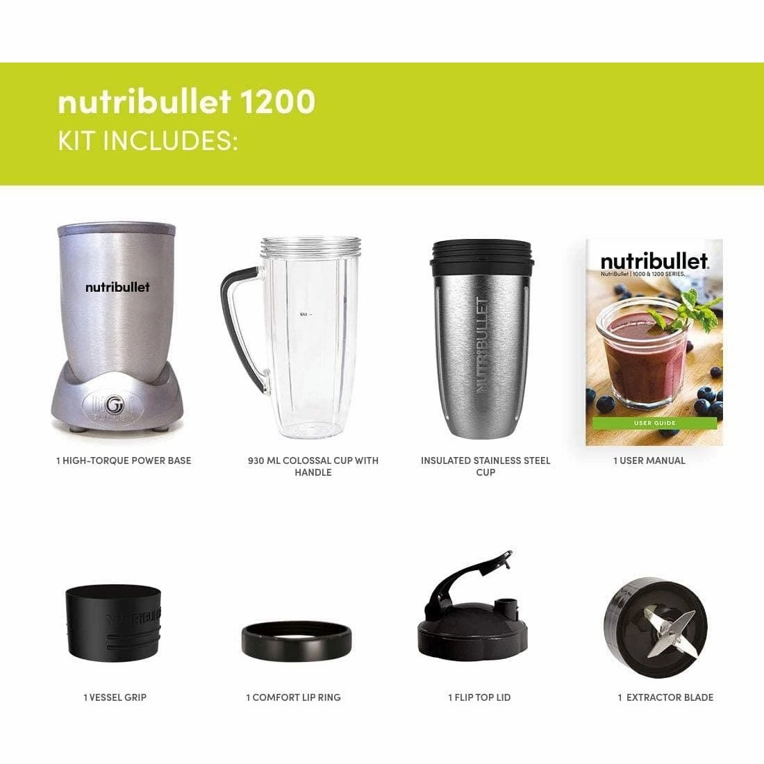 NutriBullet 01410 1200 Series Blender, Stainless Steel