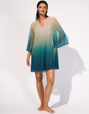 Ombre Metallic Tunic - Aqua Gradient