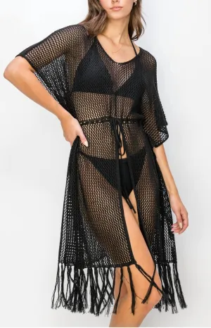Open Stitchcrochet Cover Up Tunic In Black