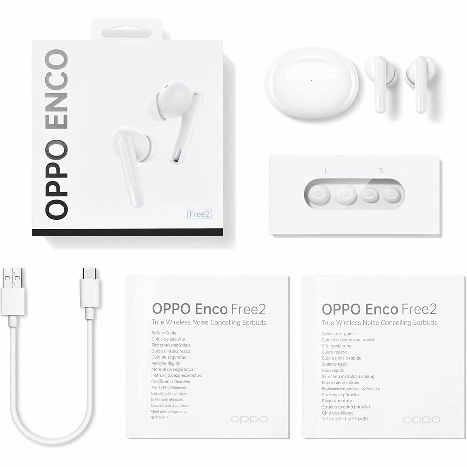 OPPO Enco Free2 True Wireless Headphones (42 dB deep personalised active noise cancellation, triple-mic call noise cancellation, 30 hour playback time, personalised sound boost) - White