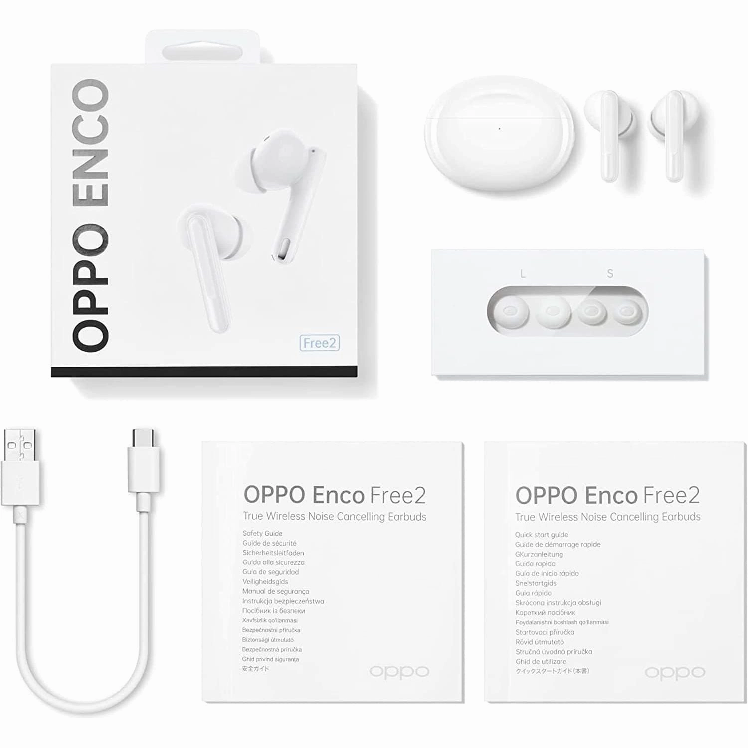 OPPO Enco Free2 True Wireless Headphones (42 dB deep personalised active noise cancellation, triple-mic call noise cancellation, 30 hour playback time, personalised sound boost) - White