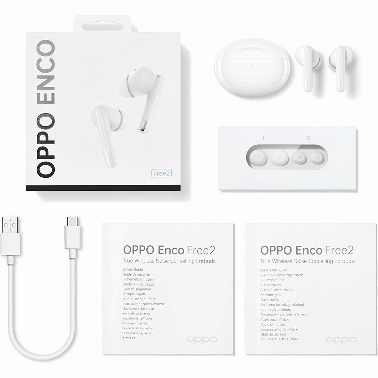 OPPO Enco Free2 True Wireless Headphones (42 dB deep personalised active noise cancellation, triple-mic call noise cancellation, 30 hour playback time, personalised sound boost) - White