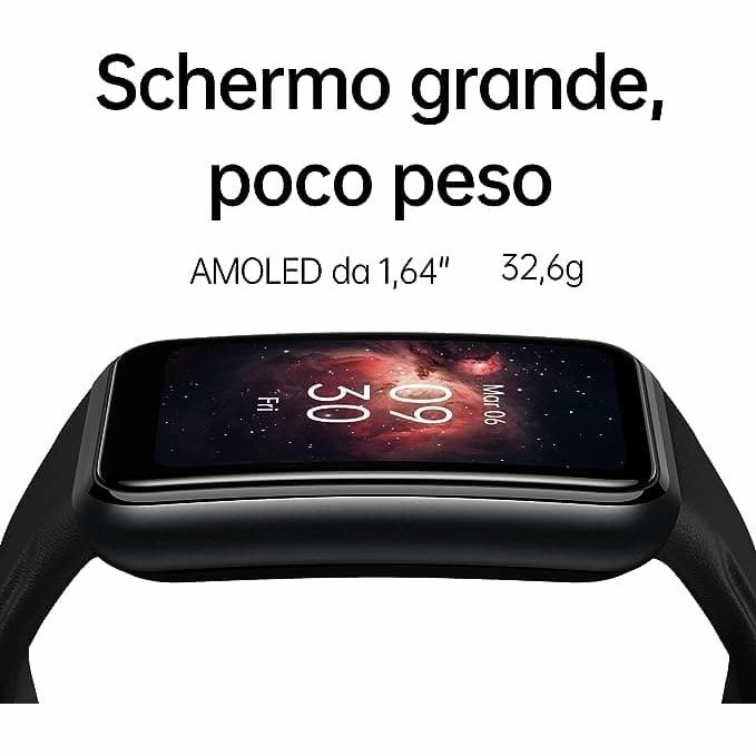 OPPO Watch Free  Smart Watch, AMOLED Curved Screen, 32g, Bluetooth 5.0, 5ATM Resistance, 230 mAh Battery, Fast Charge - Black