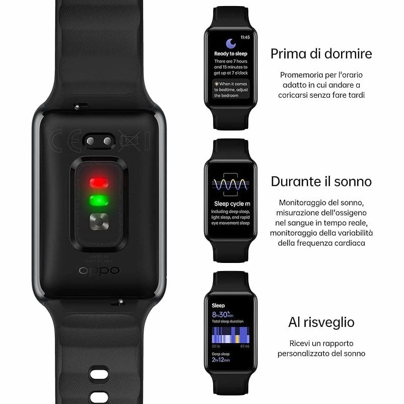 OPPO Watch Free  Smart Watch, AMOLED Curved Screen, 32g, Bluetooth 5.0, 5ATM Resistance, 230 mAh Battery, Fast Charge - Black