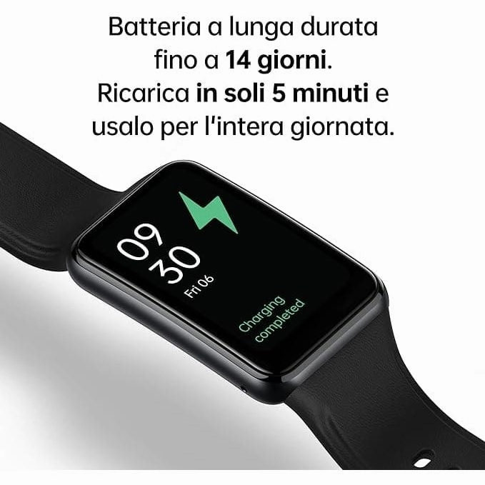 OPPO Watch Free  Smart Watch, AMOLED Curved Screen, 32g, Bluetooth 5.0, 5ATM Resistance, 230 mAh Battery, Fast Charge - Black