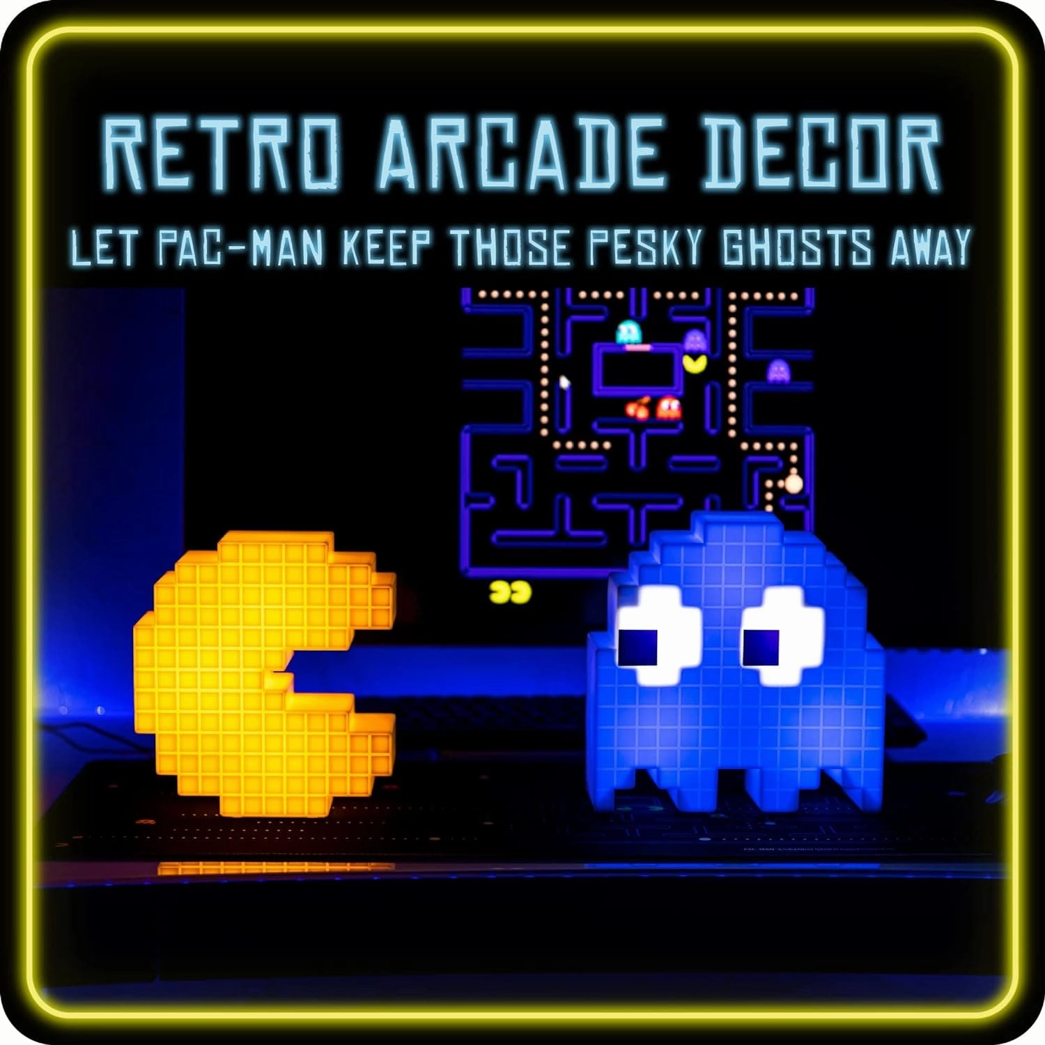 Paladone Pac Man Pixelated Light - Vintage Gaming Desk Lamp [Energy Class A]