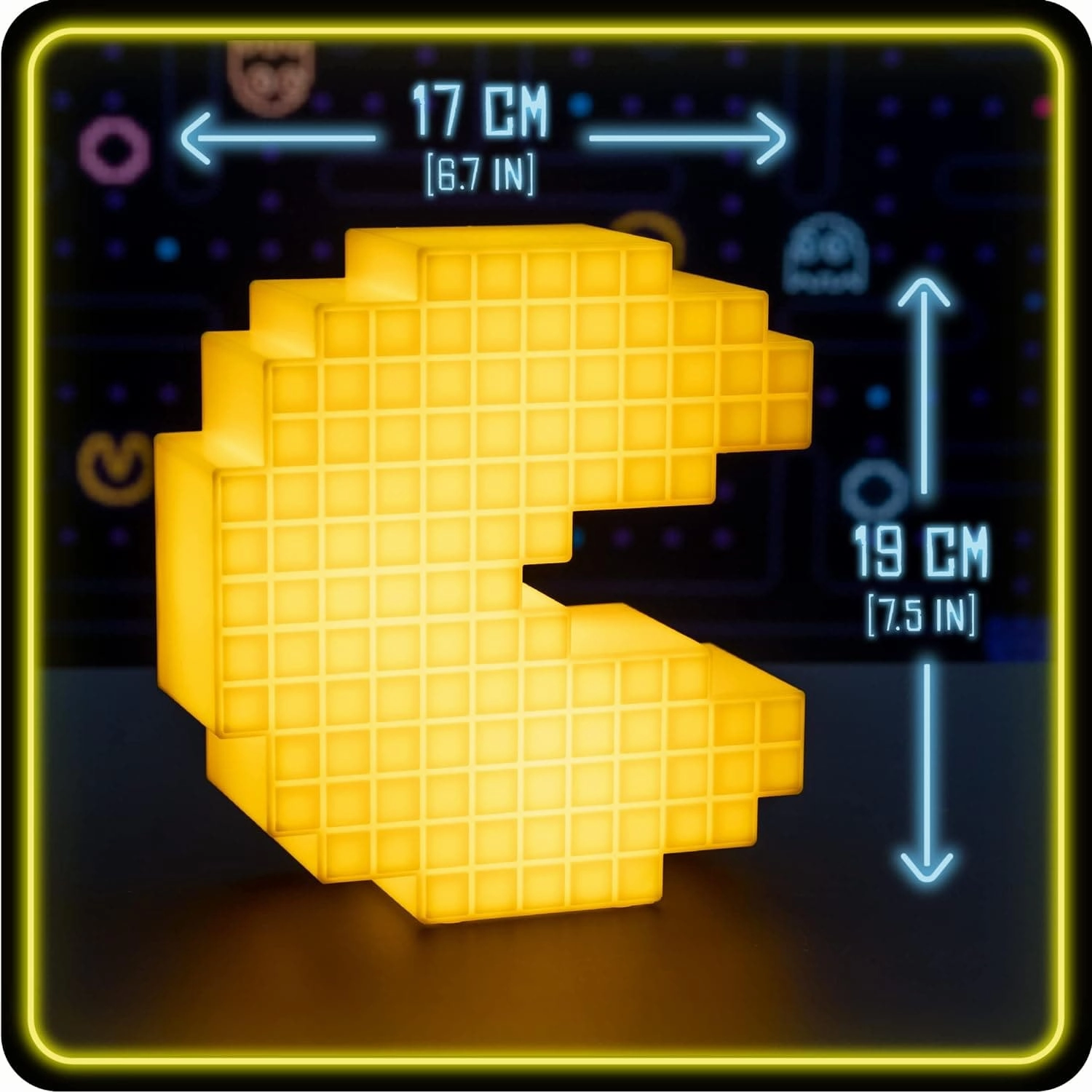 Paladone Pac Man Pixelated Light - Vintage Gaming Desk Lamp [Energy Class A]