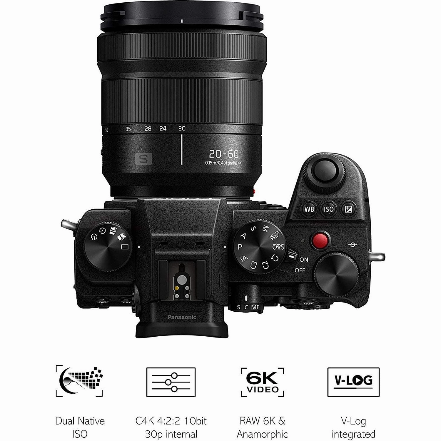 Panasonic LUMIX DC-S5 S5 Full Frame Mirrorless Camera body, 4K 60P, Wi-Fi, L-Mount, 20-60 mm Lens, 5-Axis Dual I.S, (Black)