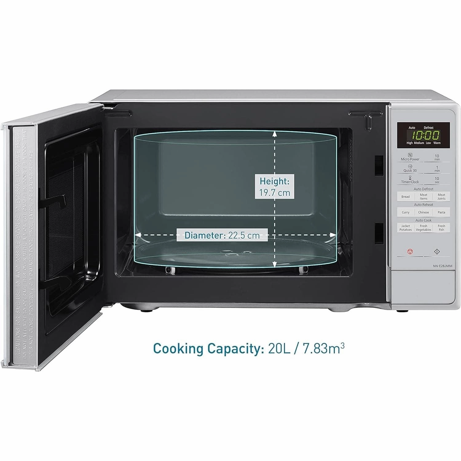 Panasonic NN-E28JMMBPQ Compact Solo Microwave Oven with Turntable, 800 W, 20 Litres, Silver