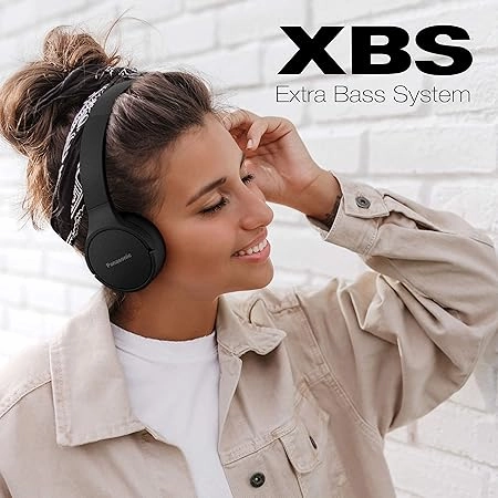 Panasonic RB-HF420BE-K Bluetooth On-Ear Headphones, Voice Control, Wireless, Up to 50 Hours Battery Life - Black