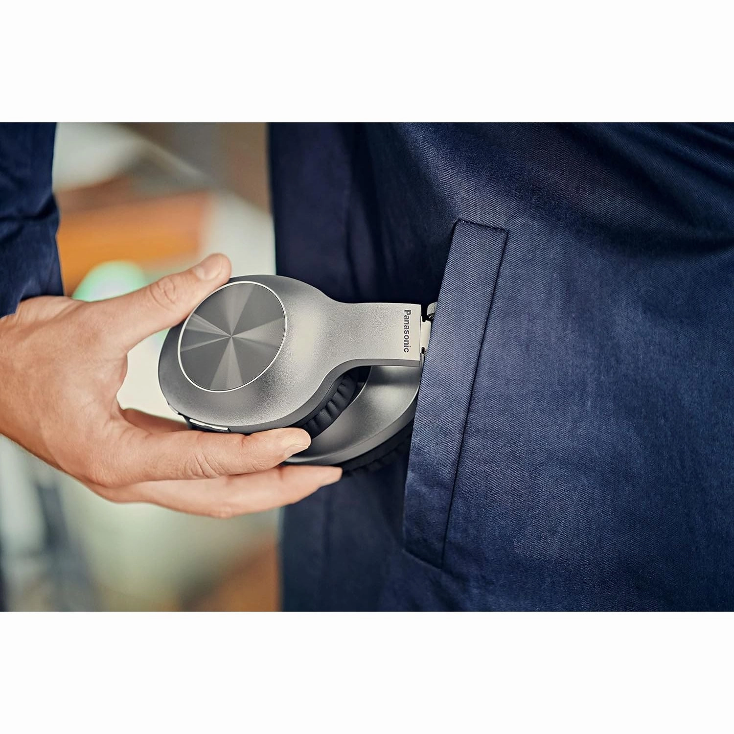 Panasonic RB-HX220BDES Wireless Headphones, Over Ear Earphones With Ergonomic Fit, Extra Bass, Up to 23 Hours Playtime, Fast & Easy Connection and Folding Design, Silver