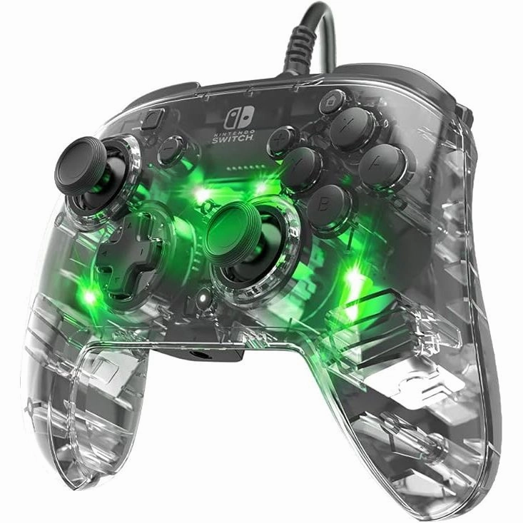 PDP Afterglow Deluxe  LED Wired Gaming Controller - Licensed by Nintendo for Switch and OLED - RGB Hue Color Lights - See through Gamepad Controller - 3.5 mm Jack - Dual Vibration - Paddle Buttons