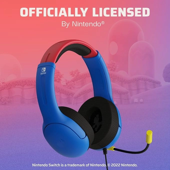 PDP Gaming AIRLITE Stereo Headset with Mic for Nintendo Switch - PC, iPad, Mac, Laptop Compatible - MARIO