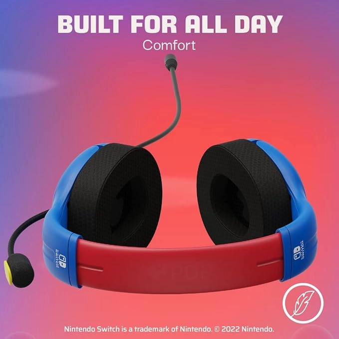 PDP Gaming AIRLITE Stereo Headset with Mic for Nintendo Switch - PC, iPad, Mac, Laptop Compatible - MARIO