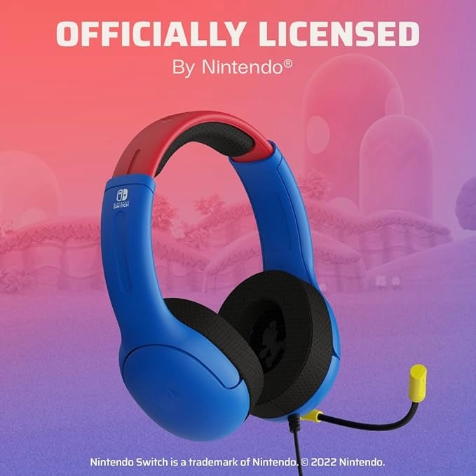 PDP Gaming AIRLITE Stereo Headset with Mic for Nintendo Switch - PC, iPad, Mac, Laptop Compatible - MARIO