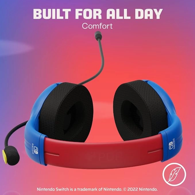PDP Gaming AIRLITE Stereo Headset with Mic for Nintendo Switch - PC, iPad, Mac, Laptop Compatible - MARIO