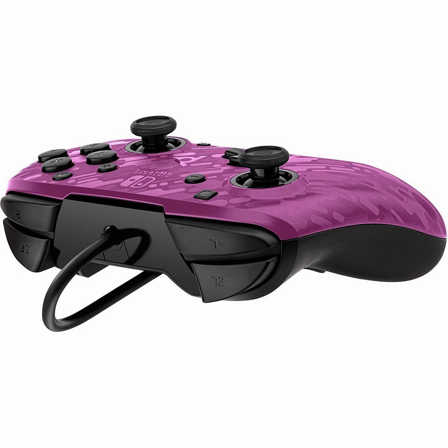 PDP Gaming Faceoff Deluxe  Wired Switch Pro Controller - Purple Camo - Officially Licensed by Nintendo - Customizable buttons and paddles - Ergonomic Controllers