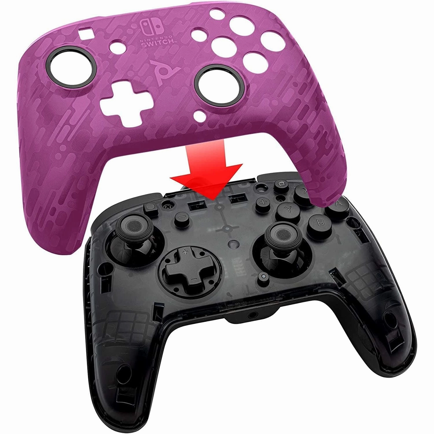 PDP Gaming Faceoff Deluxe  Wired Switch Pro Controller - Purple Camo - Officially Licensed by Nintendo - Customizable buttons and paddles - Ergonomic Controllers