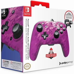 PDP Gaming Faceoff Deluxe  Wired Switch Pro Controller - Purple Camo - Officially Licensed by Nintendo - Customizable buttons and paddles - Ergonomic Controllers nintendo switch,game console accessories,wireless controllers,gaming system