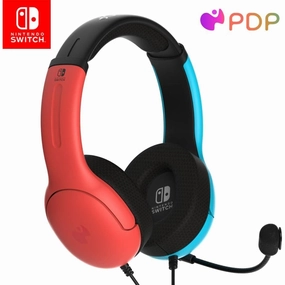 PDP Gaming LVL40 Stereo Headphone with Mic for Nintendo Switch - PC, iPad, Mac, Laptop Compatible, 3.5 mm Jack - Neon Blue-Red buy laptop online, cheap gaming laptop, best business laptops