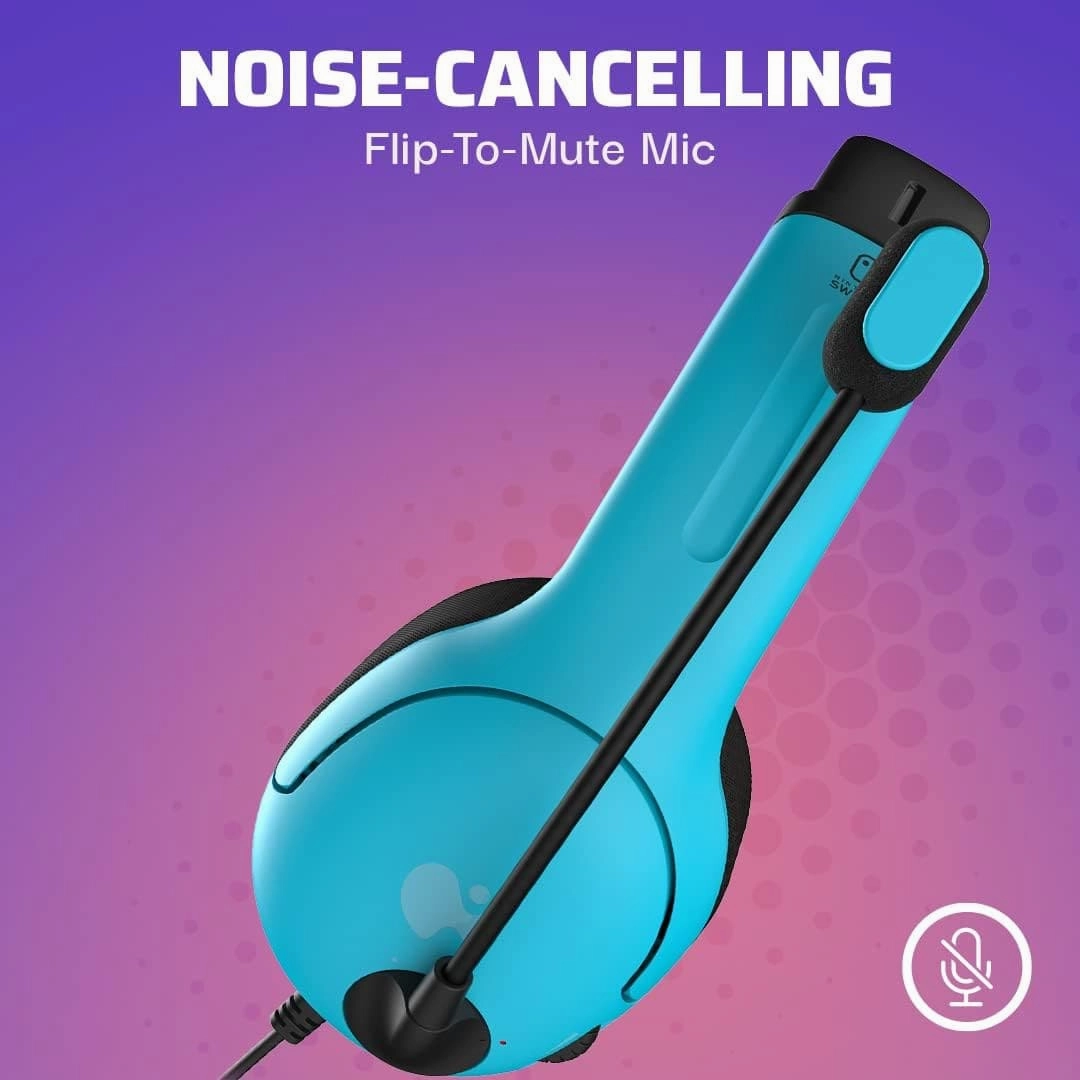 PDP Gaming LVL40 Stereo Headphone with Mic for Nintendo Switch - PC, iPad, Mac, Laptop Compatible, 3.5 mm Jack - Neon Blue-Red