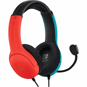 PDP Gaming LVL40 Stereo Headset with Mic for Nintendo Switch - PC, iPad, Mac, Laptop Compatible, Noise Cancelling, Lightweight, On-Ear, 3.5mm Jack - Neon Blue-Red earbuds and headphones, true wireless earbuds, noise cancelling earbuds